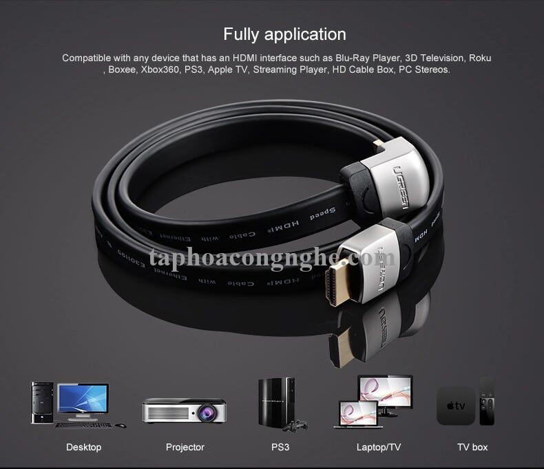 Ugreen 10284 3M màu Đen Cáp tín hiệu HDMI chuẩn 1.4 đầu góc 90 độ HD122 30010284